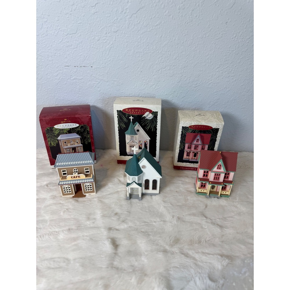 Lot of 3 Hallmark Keepsake Nostalgic Houses Shops Ornaments 1995 1996 1997 Boxed